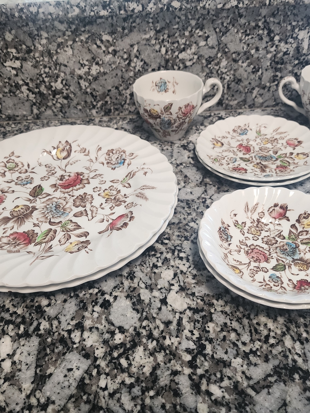Johnson Brothers White Bone China Floral Dinnerware with Multicolor Blooms